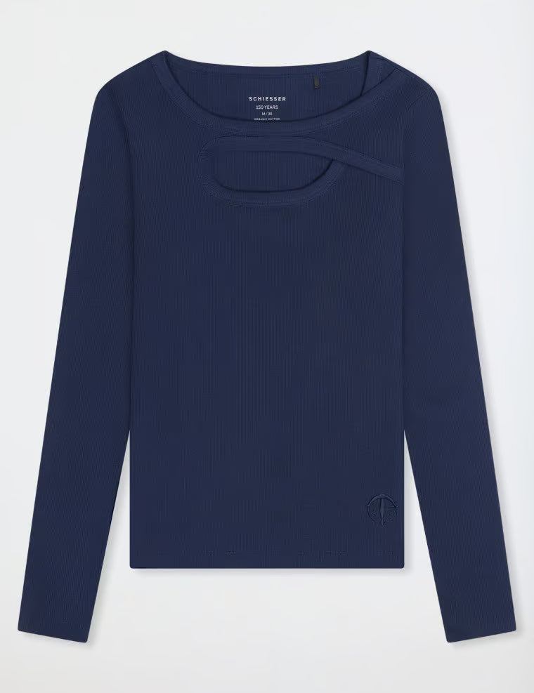 Langarmshirt Doppelripp Cutout admiral - SCHIESSER 150 Years