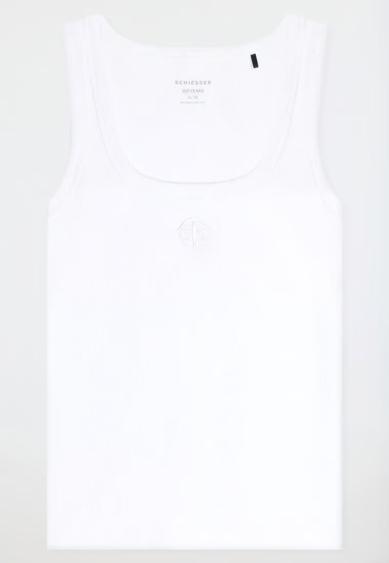 Trägertop Doppelripp weiß - SCHIESSER 150 Years
